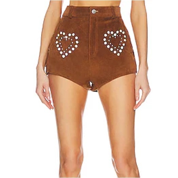 Understated Leather Pants - UNDERSTATED LEATHER Dimestone Cowgirl Wanted Shorts In Brown Sz Small